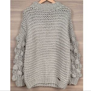 Simply Couture Bobble Sleeve Chunky Knit Sweater